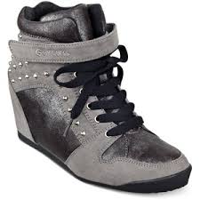 NEW Womens GUESS RAURIE Hi-Top Sneaker Sports Athletic Shoe 6.5 GRAY Stud
