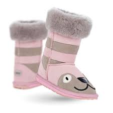 Kids Girls EMU AUSTRALIA LITTLE CREATURES KITTY Suede BOOT Shoe PINK 2 GRAY Winter