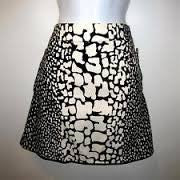 Womens J. Crew Cotton Mini Skirt BLACK WHITE GIRAFFE Sz 8 ANIMAL PRINT