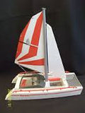 14" Tall Playmobil Catamaran Boat BOREAS 16227 Red White Pretend Play Nautical Bath Toy