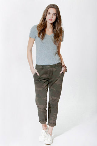 WOMENS GROWN & SEWN USA 28 X 29 INDIE BOYFRIEND PANT - CAMO Jeans Fatigues