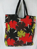 LULU Vegan Floral Carryall Shoulder Bag Tote Bag Shopper Beach Satchel RED GREEN