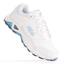 Womens FILA WHITE DYNAMIC LANDING SYSTEM Leather Running Sneakers 9 Shoes Workout Athletic Fitness